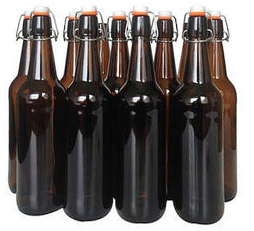 750ml Amber Flip Top Bottles x 12